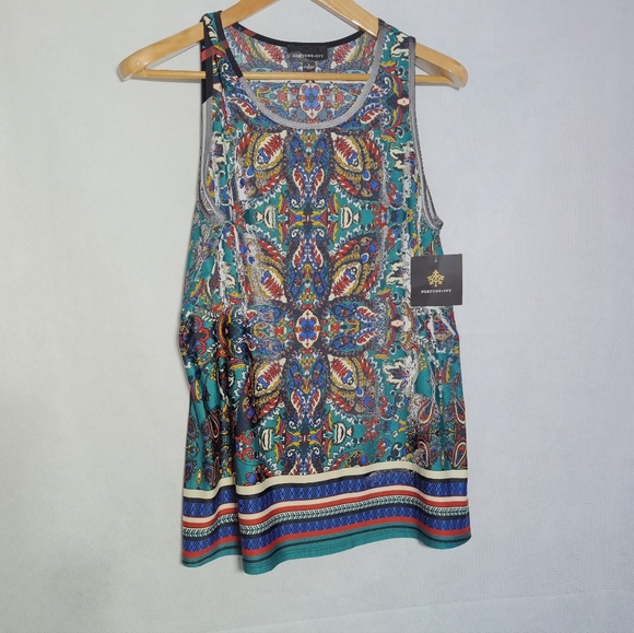Fortune + Ivy Sz L NWT Colorful Paisley Tank Top - Picture 2 of 6